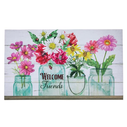 Welcome Friends Spring Bouquet Doormat 18" x 30"